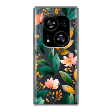 Силиконовый чехол на Tecno Phantom X2 с принтом Цветы паттерн