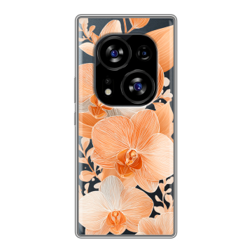Силиконовый чехол на Tecno Phantom X2 с принтом Бежевые цветы