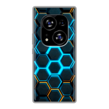 Силиконовый чехол на Tecno Phantom X2 с принтом Неоновые соты
