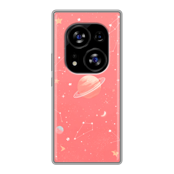 Силиконовый чехол на Tecno Phantom X2 с принтом Розовый космос