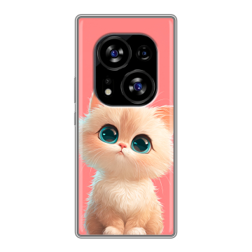 Силиконовый чехол на Tecno Phantom X2 с принтом Розовый котенок