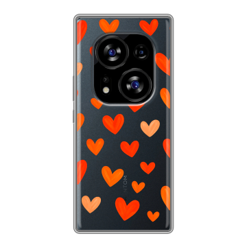 Силиконовый чехол на Tecno Phantom X2 с принтом Сердечки