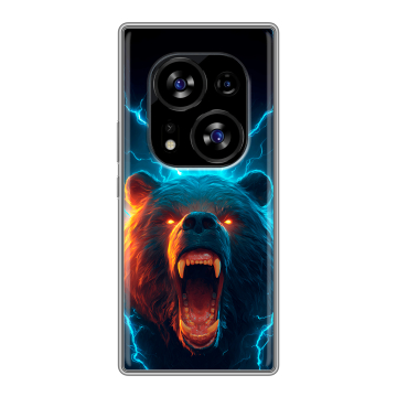 Силиконовый чехол на Tecno Phantom X2 с принтом Медведь