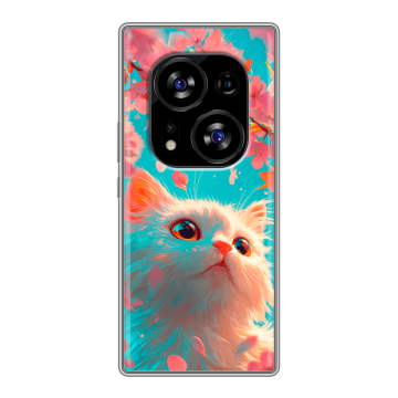 Силиконовый чехол на Tecno Phantom X2 с принтом Красивый кот