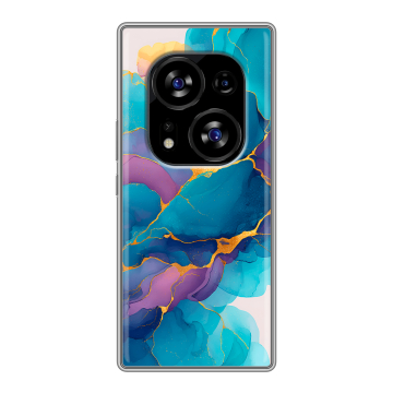 Силиконовый чехол на Tecno Phantom X2 с принтом Мрамор блестки