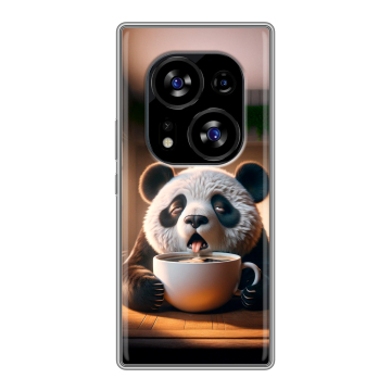 Силиконовый чехол на Tecno Phantom X2 с принтом смешная панда Силиконовый чехол на Tecno Phantom X2 с принтом смешная панда