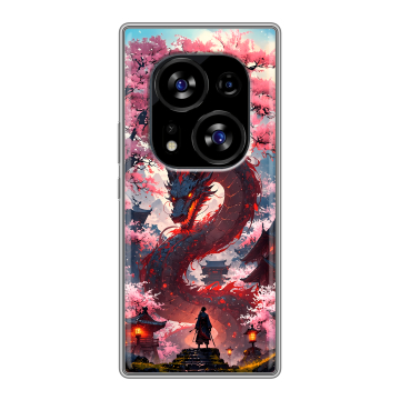 Силиконовый чехол на Tecno Phantom X2 с принтом Дракон Японский Силиконовый чехол на Tecno Phantom X2 с принтом Дракон Японский