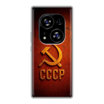 Силиконовый чехол на Tecno Phantom X2 с принтом Флаг Герб СССР Силиконовый чехол на Tecno Phantom X2 с принтом Флаг Герб СССР