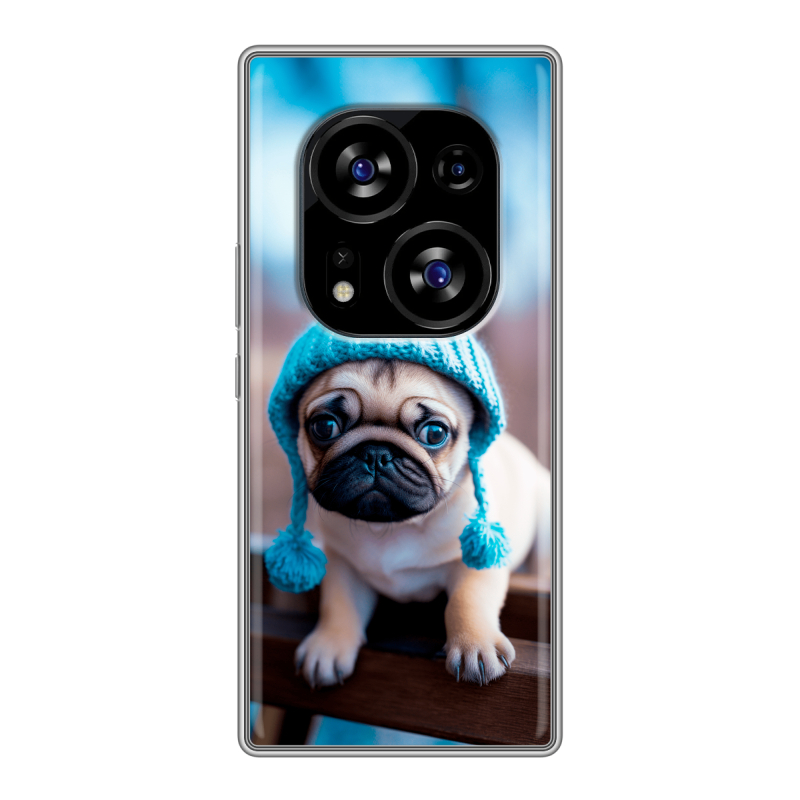 Силиконовый чехол на Tecno Phantom X2 с принтом Мопс в шапке Силиконовый чехол на Tecno Phantom X2 с принтом Мопс в шапке