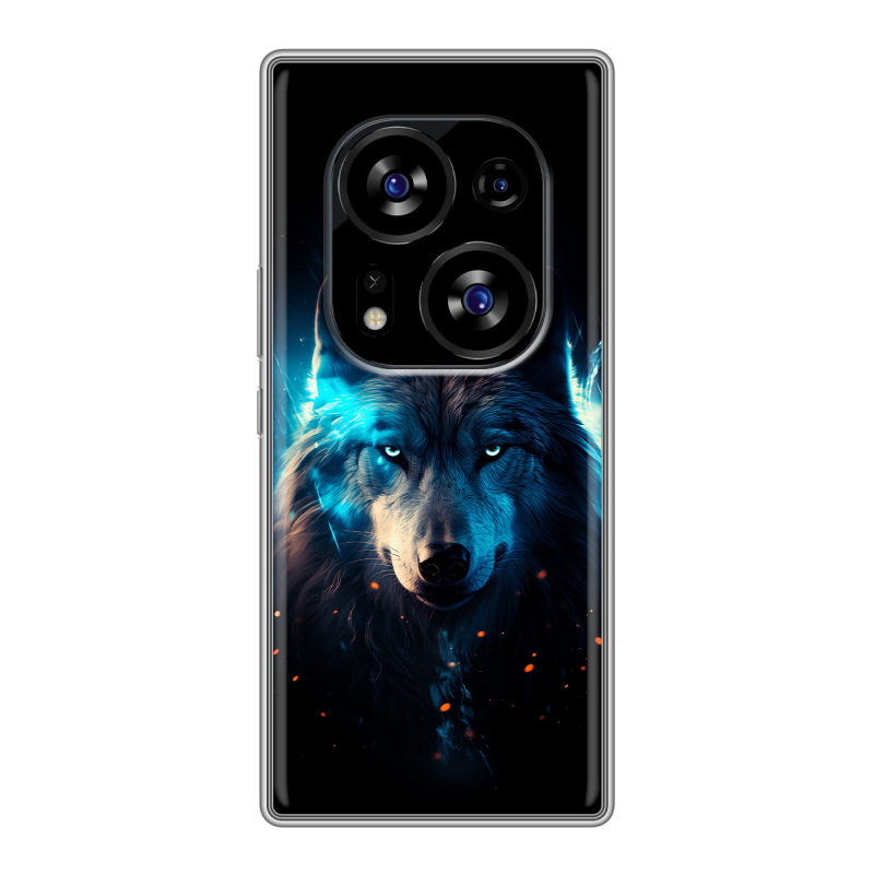 Силиконовый чехол на Tecno Phantom X2 с принтом Волк ночной Силиконовый чехол на Tecno Phantom X2 с принтом Волк ночной