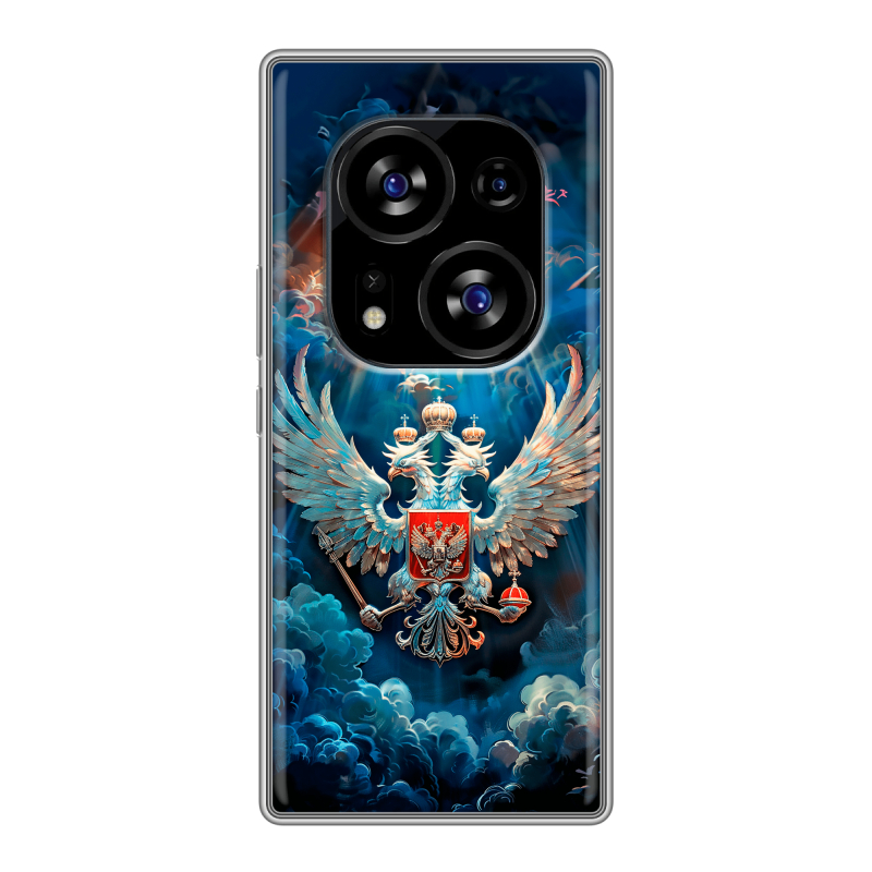 Силиконовый чехол на Tecno Phantom X2 с принтом Герб флаг России Силиконовый чехол на Tecno Phantom X2 с принтом Герб флаг России