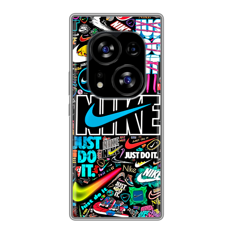 Силиконовый чехол на Tecno Phantom X2 с принтом найк nike черный Силиконовый чехол на Tecno Phantom X2 с принтом найк nike черный