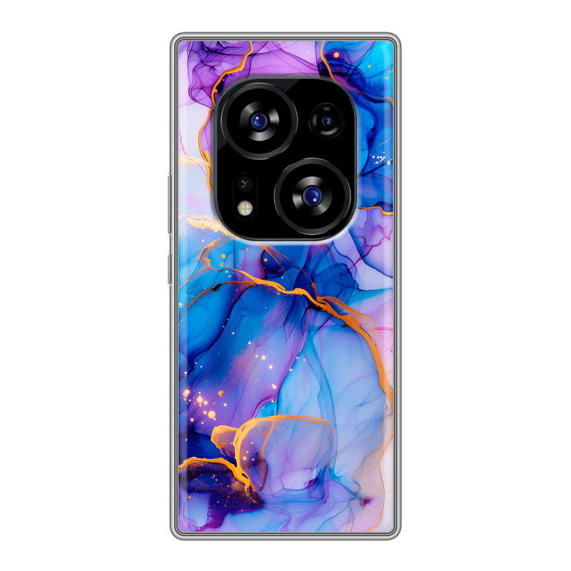 Силиконовый чехол на Tecno Phantom X2 с принтом синий мрамор Силиконовый чехол на Tecno Phantom X2 с принтом синий мрамор