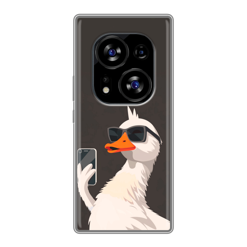 Силиконовый чехол на Tecno Phantom X2 с принтом утка в очках Силиконовый чехол на Tecno Phantom X2 с принтом утка в очках