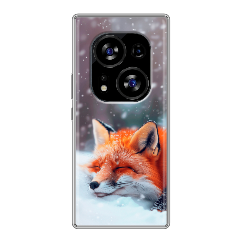 Силиконовый чехол на Tecno Phantom X2 с принтом лиса Силиконовый чехол на Tecno Phantom X2 с принтом лиса