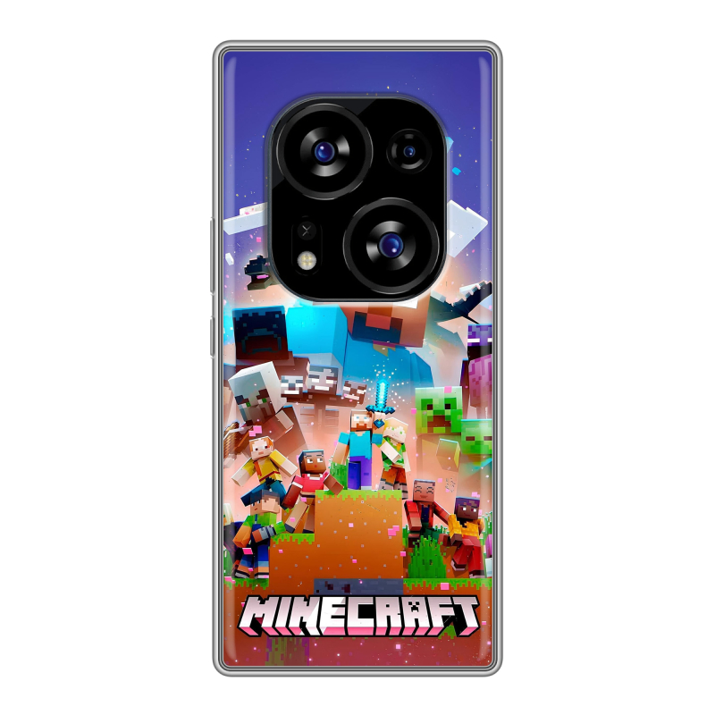 Силиконовый чехол на Tecno Phantom X2 с принтом Майнкрафт Minecraft Силиконовый чехол на Tecno Phantom X2 с принтом Майнкрафт Minecraft