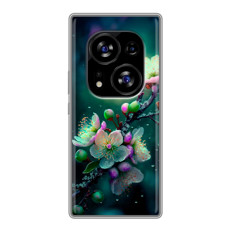 Силиконовый чехол на Tecno Phantom X2 с принтом Цветы и мрамор Силиконовый чехол на Tecno Phantom X2 с принтом Цветы и мрамор