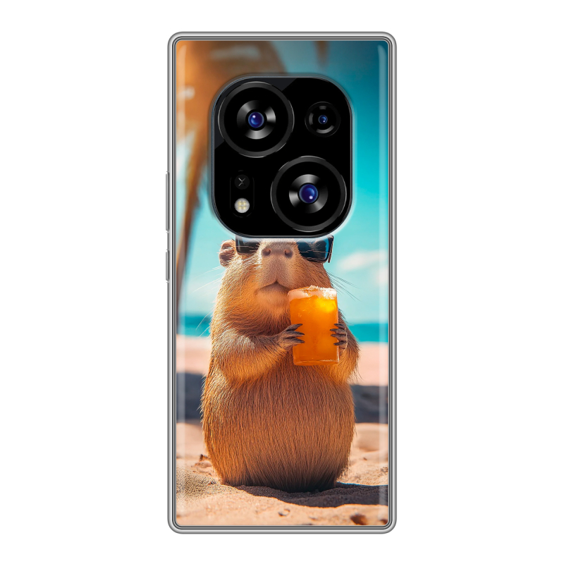 Силиконовый чехол на Tecno Phantom X2 с принтом Капибара Силиконовый чехол на Tecno Phantom X2 с принтом Капибара