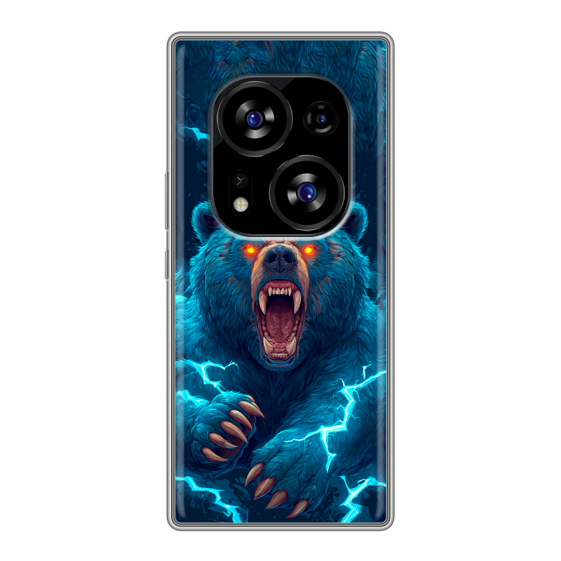 Силиконовый чехол на Tecno Phantom X2 с принтом Медведь Силиконовый чехол на Tecno Phantom X2 с принтом Медведь