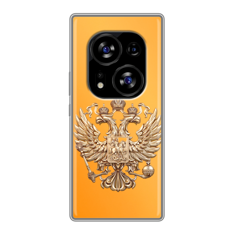 Силиконовый чехол на Tecno Phantom X2 с принтом Герб Флаг России Силиконовый чехол на Tecno Phantom X2 с принтом Герб Флаг России