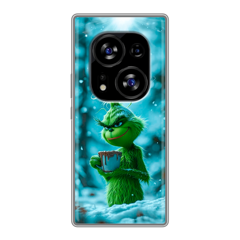 Силиконовый чехол на Tecno Phantom X2 с принтом Новый год гринч Силиконовый чехол на Tecno Phantom X2 с принтом Новый год гринч