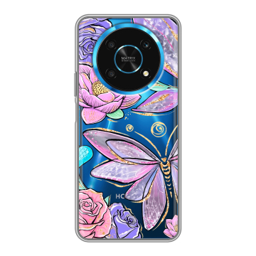 Силиконовый чехол на Huawei Honor Magic 4 Lite 5G с принтом Бабочки и цветы