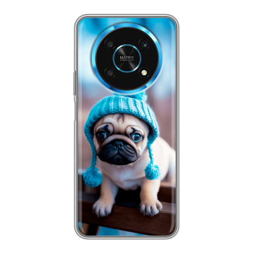 Силиконовый чехол на Huawei Honor Magic 4 Lite 5G с принтом Мопс в шапке