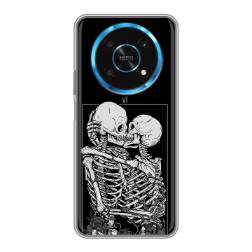 Силиконовый чехол на Huawei Honor Magic 4 Lite 5G с принтом Поцелуй скелетов