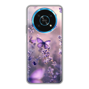 Силиконовый чехол на Huawei Honor Magic 4 Lite 5G с принтом бабочки и лаванда