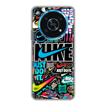 Силиконовый чехол на Huawei Honor Magic 4 Lite 5G с принтом найк nike черный Силиконовый чехол на Huawei Honor Magic 4 Lite 5G с принтом найк nike черный
