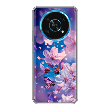 Силиконовый чехол на Huawei Honor Magic 4 Lite 5G с принтом цветы бабочки