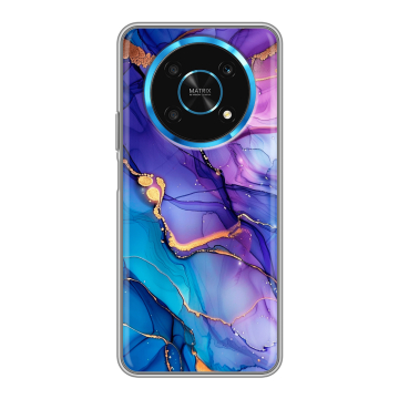 Силиконовый чехол на Huawei Honor Magic 4 Lite 5G с принтом синий мрамор