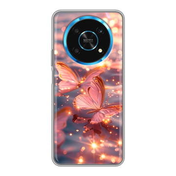 Силиконовый чехол на Huawei Honor Magic 4 Lite 5G с принтом бабочки розовые