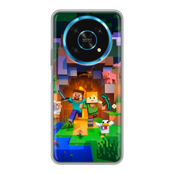 Силиконовый чехол на Huawei Honor Magic 4 Lite 5G с принтом Майнкрафт Minecraft Силиконовый чехол на Huawei Honor Magic 4 Lite 5G с принтом Майнкрафт Minecraft