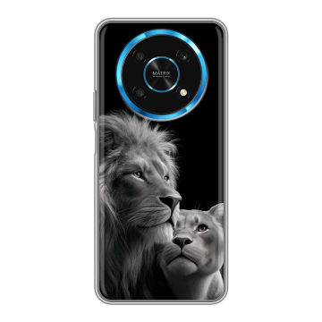 Силиконовый чехол на Huawei Honor Magic 4 Lite 5G с принтом Лев кошки