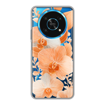 Силиконовый чехол на Huawei Honor Magic 4 Lite 5G с принтом Бежевые цветы