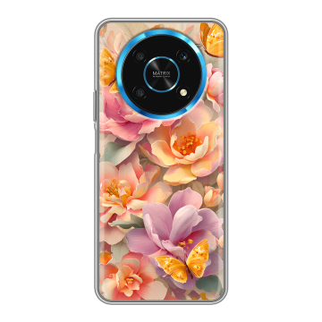 Силиконовый чехол на Huawei Honor Magic 4 Lite 5G с принтом Цветы и бабочки