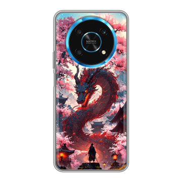 Силиконовый чехол на Huawei Honor Magic 4 Lite 5G с принтом Дракон Японский