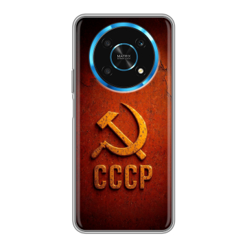 Силиконовый чехол на Huawei Honor Magic 4 Lite 5G с принтом Флаг Герб СССР