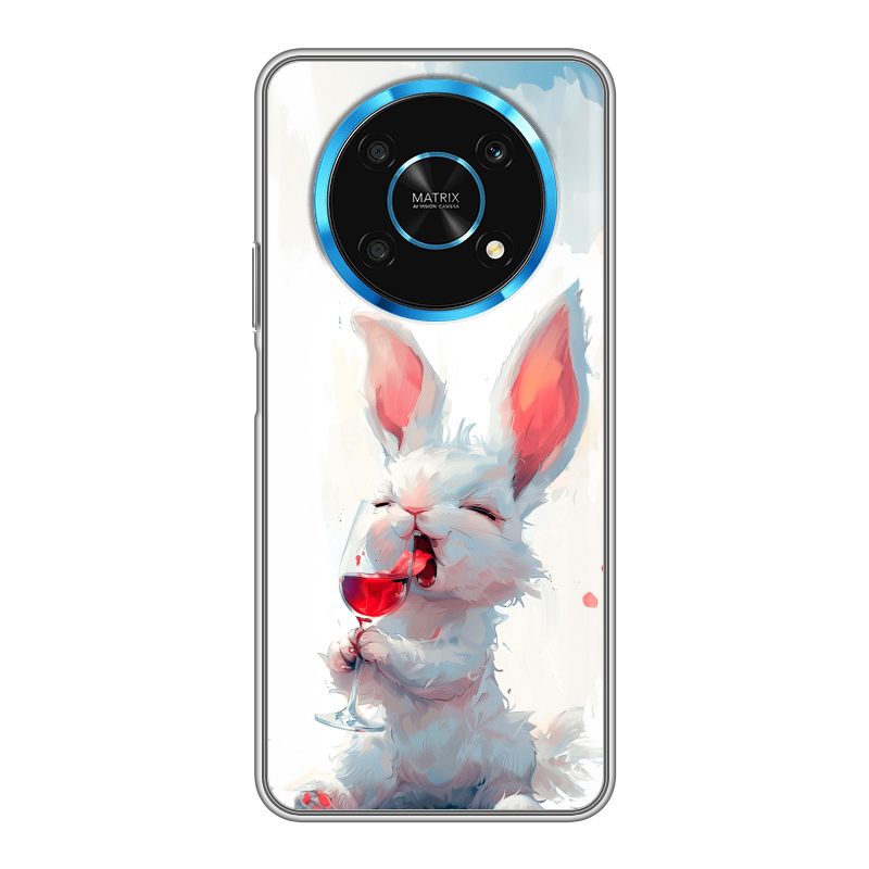 Силиконовый противоударный чехол на Huawei Honor Magic 4 Lite 5G с принтом кролик зайчик Силиконовый противоударный чехол на Huawei Honor Magic 4 Lite 5G с принтом кролик зайчик