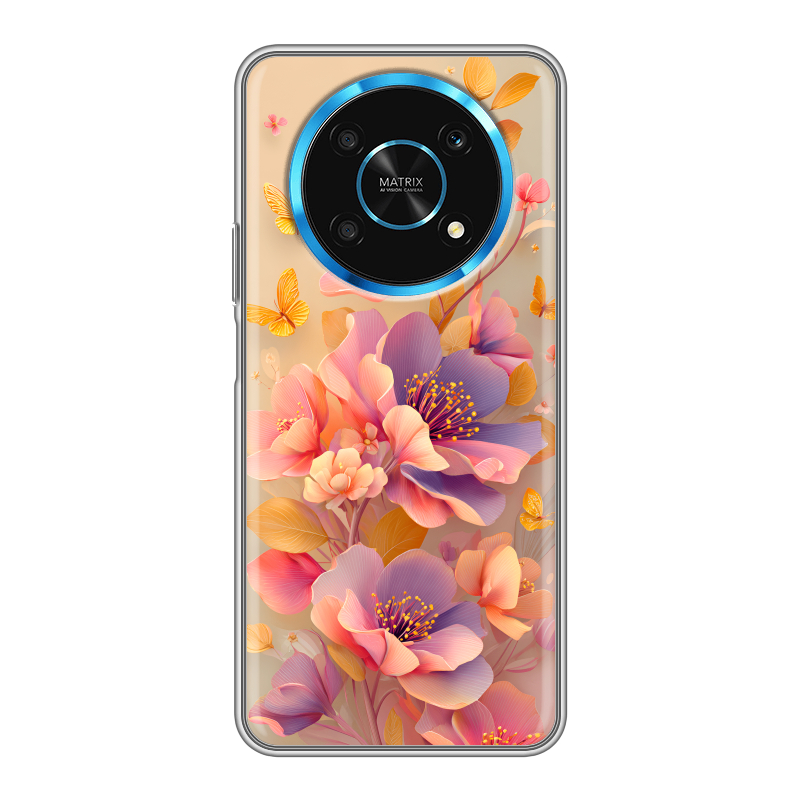 Силиконовый чехол на Huawei Honor Magic 4 Lite 5G с принтом Цветы и бабочки Силиконовый чехол на Huawei Honor Magic 4 Lite 5G с принтом Цветы и бабочки