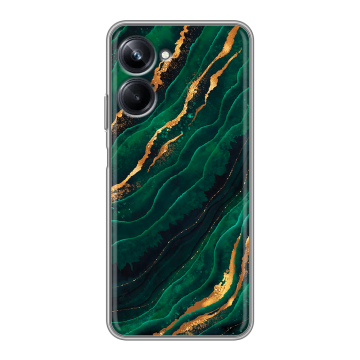 Силиконовый чехол на Realme 10 Pro с принтом Мрамор зеленое золото Силиконовый чехол на Realme 10 Pro с принтом Мрамор зеленое золото