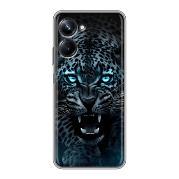 Силиконовый чехол на Realme 10 Pro с принтом Темный леопард Силиконовый чехол на Realme 10 Pro с принтом Темный леопард