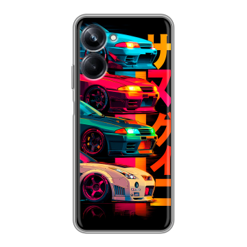 Силиконовый чехол на Realme 10 Pro с принтом Гоночные машины