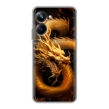 Силиконовый чехол на Realme 10 Pro с принтом Золотой дракон Силиконовый чехол на Realme 10 Pro с принтом Золотой дракон