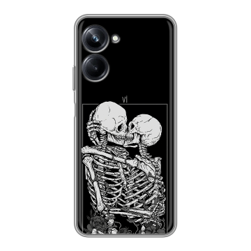 Силиконовый чехол на Realme 10 Pro с принтом Поцелуй скелетов