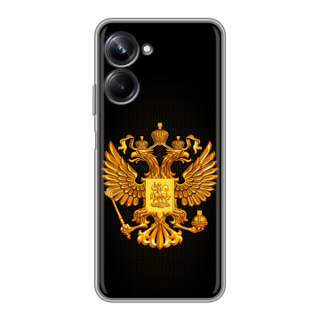 Силиконовый чехол на Realme 10 Pro с принтом Герб России желтый