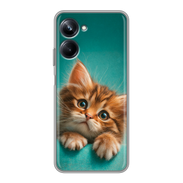 Силиконовый чехол на Realme 10 Pro с принтом котенок