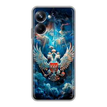 Силиконовый чехол на Realme 10 Pro с принтом Герб флаг России
