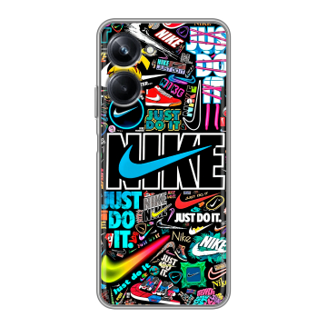 Силиконовый чехол на Realme 10 Pro с принтом найк nike черный Силиконовый чехол на Realme 10 Pro с принтом найк nike черный